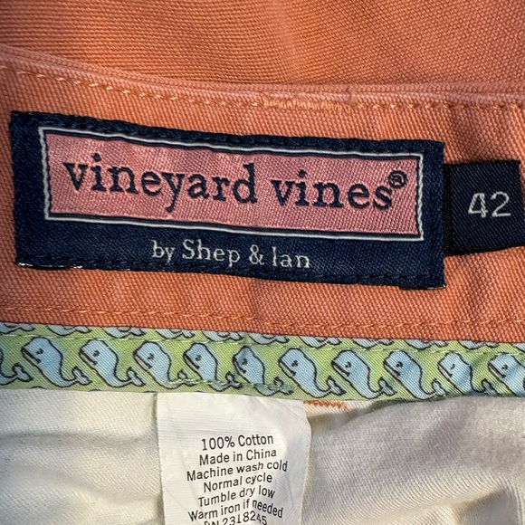 Vineyard Vines Orange/Coral Flat Front Shorts - Picture 4 of 4